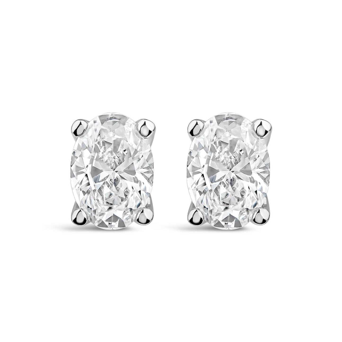 Born 9ct White Gold Lab Grown 0.80ct Diamond Oval Stud Earrings
