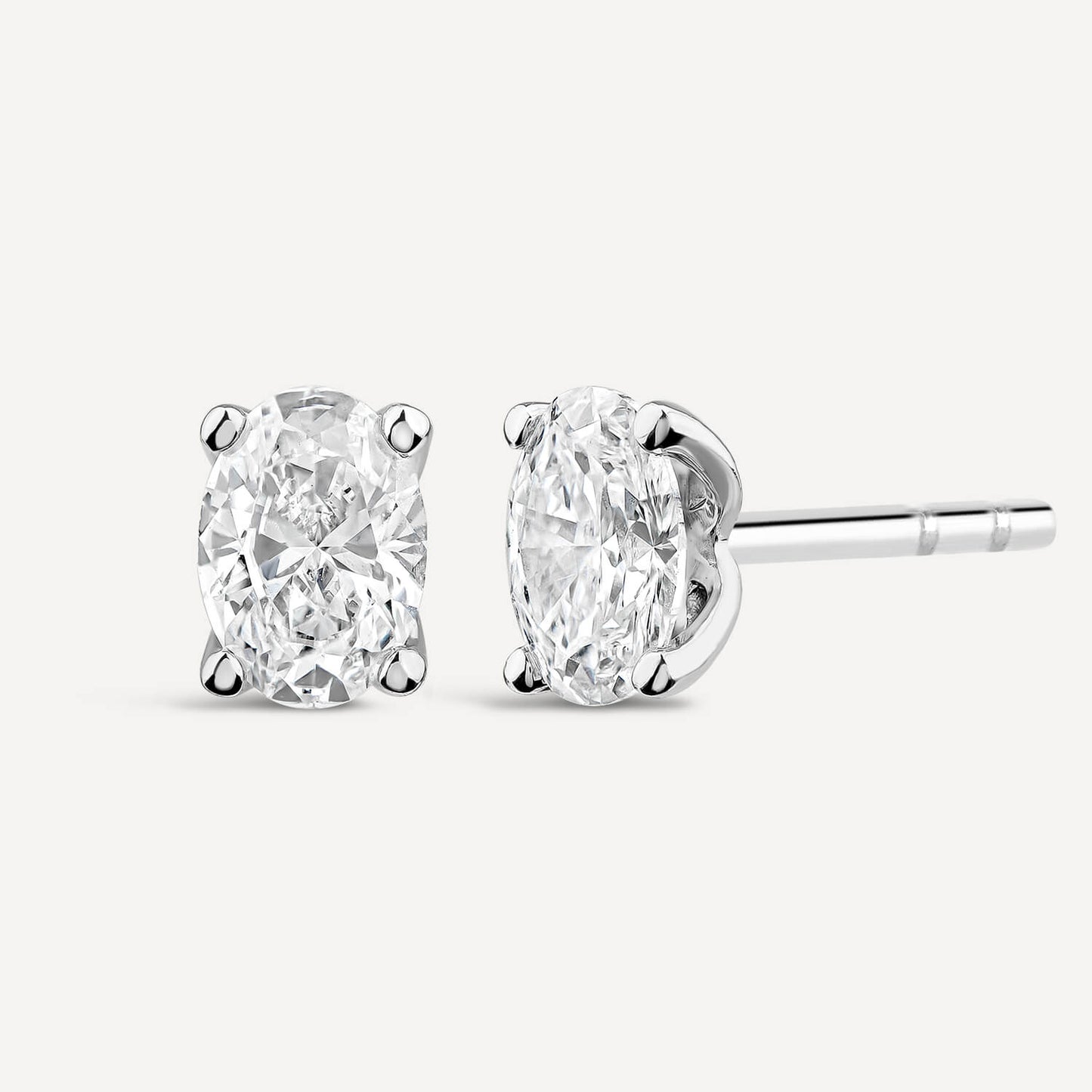 Born 9ct White Gold Lab Grown 0.80ct Diamond Oval Stud Earrings