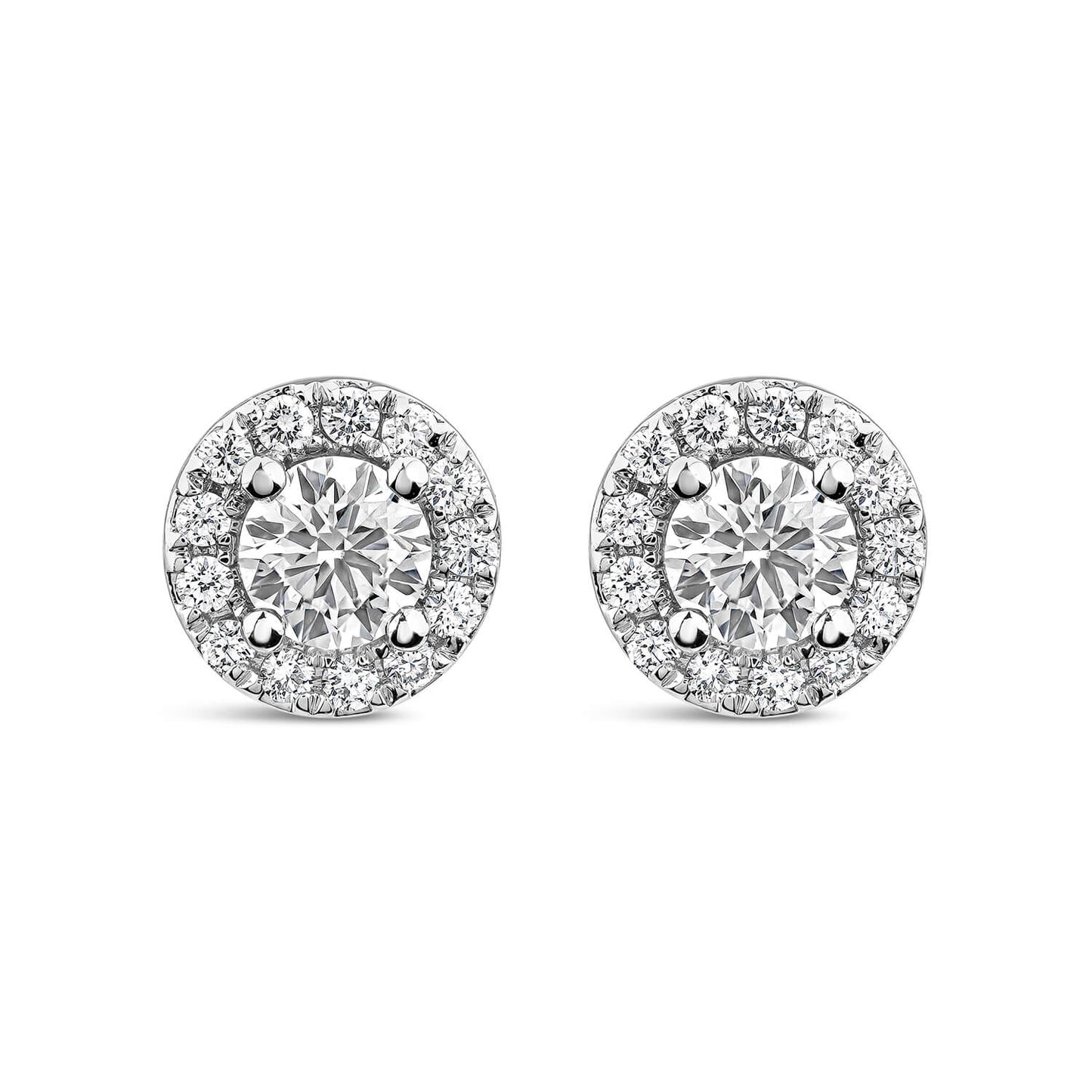Born 9ct White Gold Lab Grown 0.82ct Diamond Halo Stud Earrings
