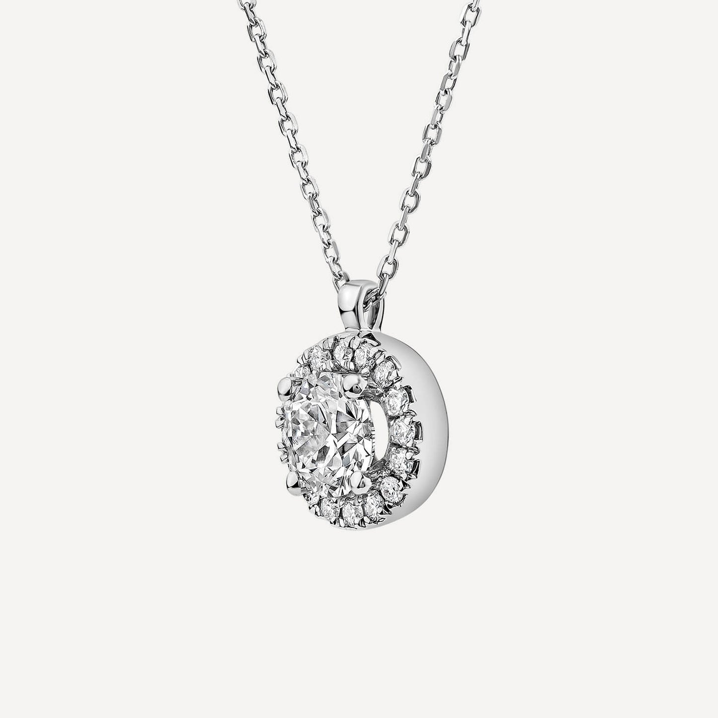Born 9ct White Gold Lab Grown 0.83ct Halo Diamond Pendant