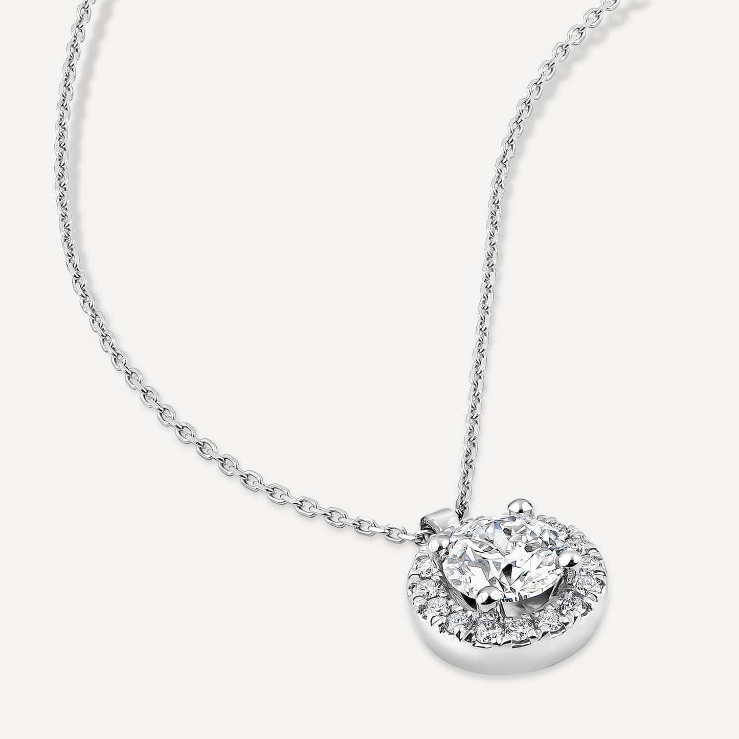 Born 9ct White Gold Lab Grown 0.83ct Halo Diamond Pendant