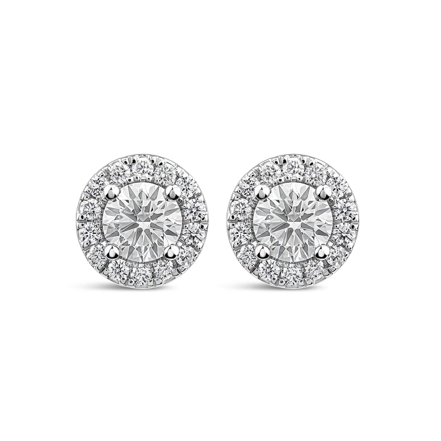 Born 9ct White Gold Lab Grown 1.06ct Diamond Halo Stud Earrings