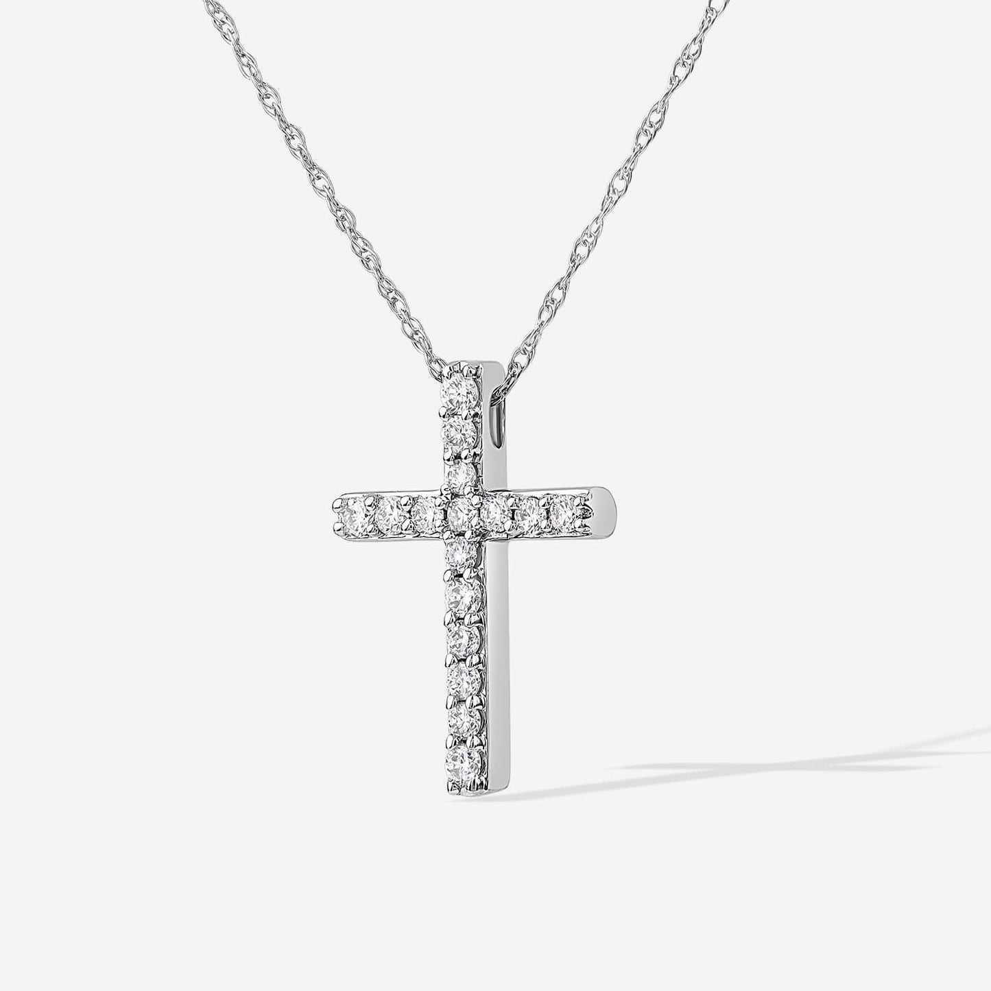 Born Classic 9ct White Gold Lab Grown 0.15ct Round Brilliant Diamond Cross Pendant