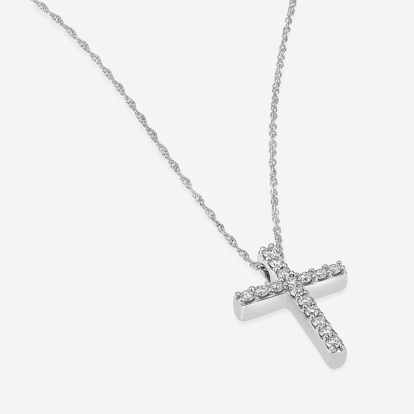 Born Classic 9ct White Gold Lab Grown 0.15ct Round Brilliant Diamond Cross Pendant
