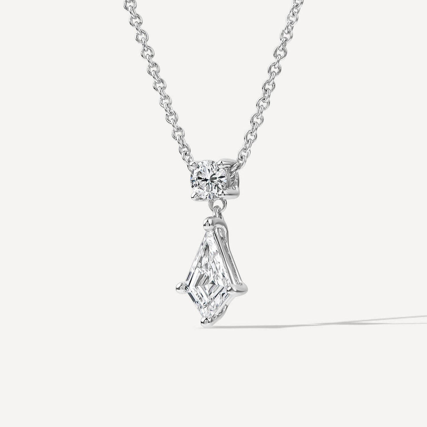 Born Classic 9ct White Gold Lab Grown 0.50ct Kite Shape & Round Brilliant Diamond Pendant