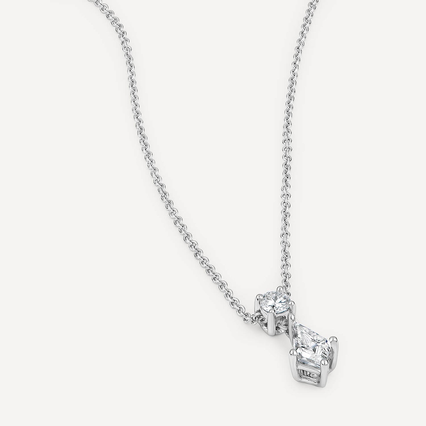 Born Classic 9ct White Gold Lab Grown 0.50ct Kite Shape & Round Brilliant Diamond Pendant