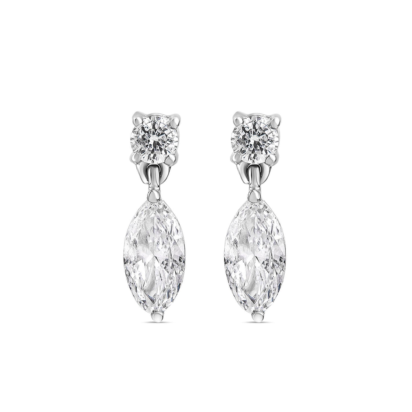 Born Classic 9ct White Gold Lab Grown 0.50ct Marquise & Round Diamond Drop Earrings