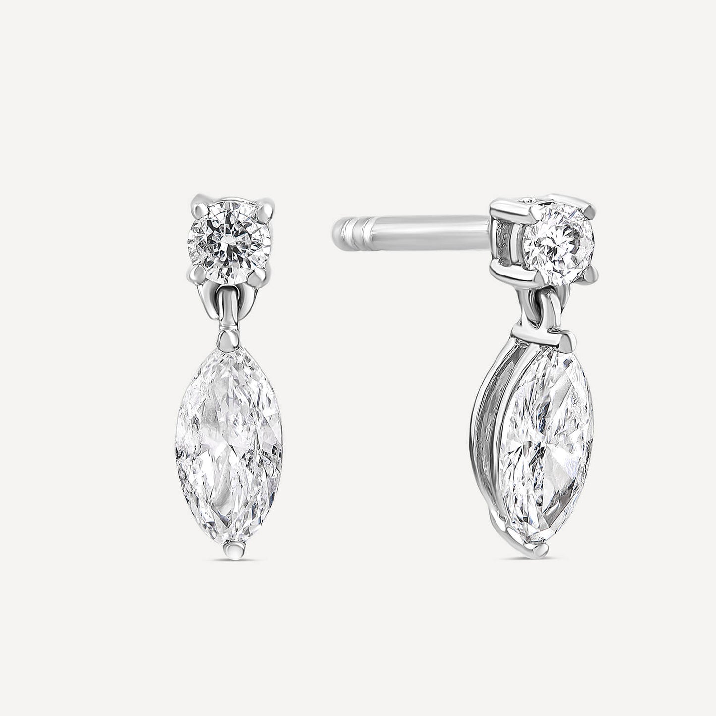Born Classic 9ct White Gold Lab Grown 0.50ct Marquise & Round Diamond Drop Earrings