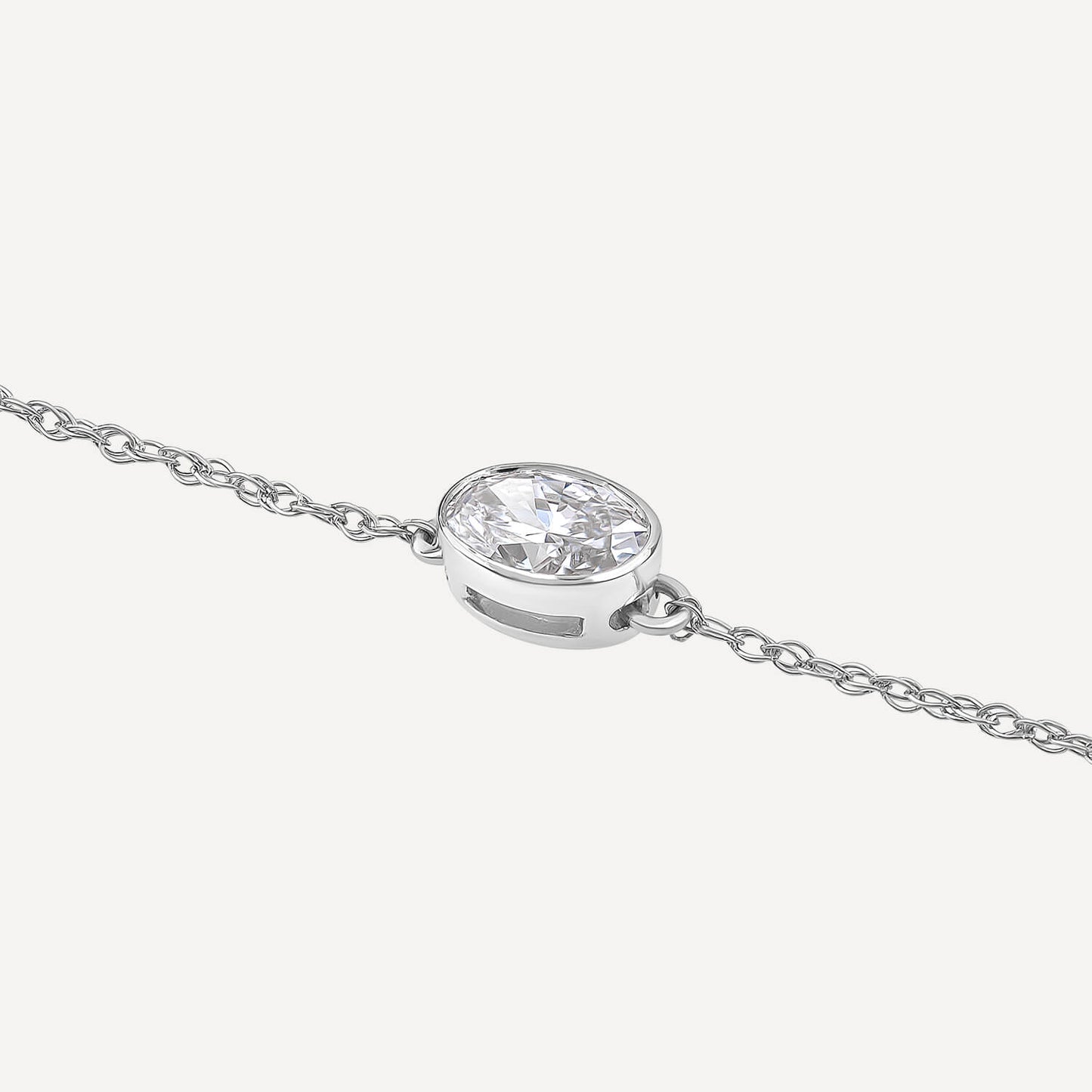 Born Kissed with Diamonds 9ct White Gold Lab Grown 0.20ct Oval Diamond Chain Bracelet