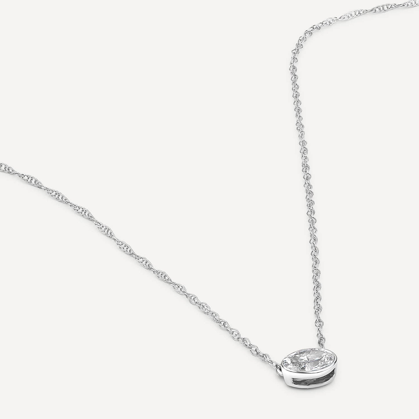 Born Kissed with Diamonds 9ct White Gold Lab Grown 0.20ct Oval Diamond Pendant