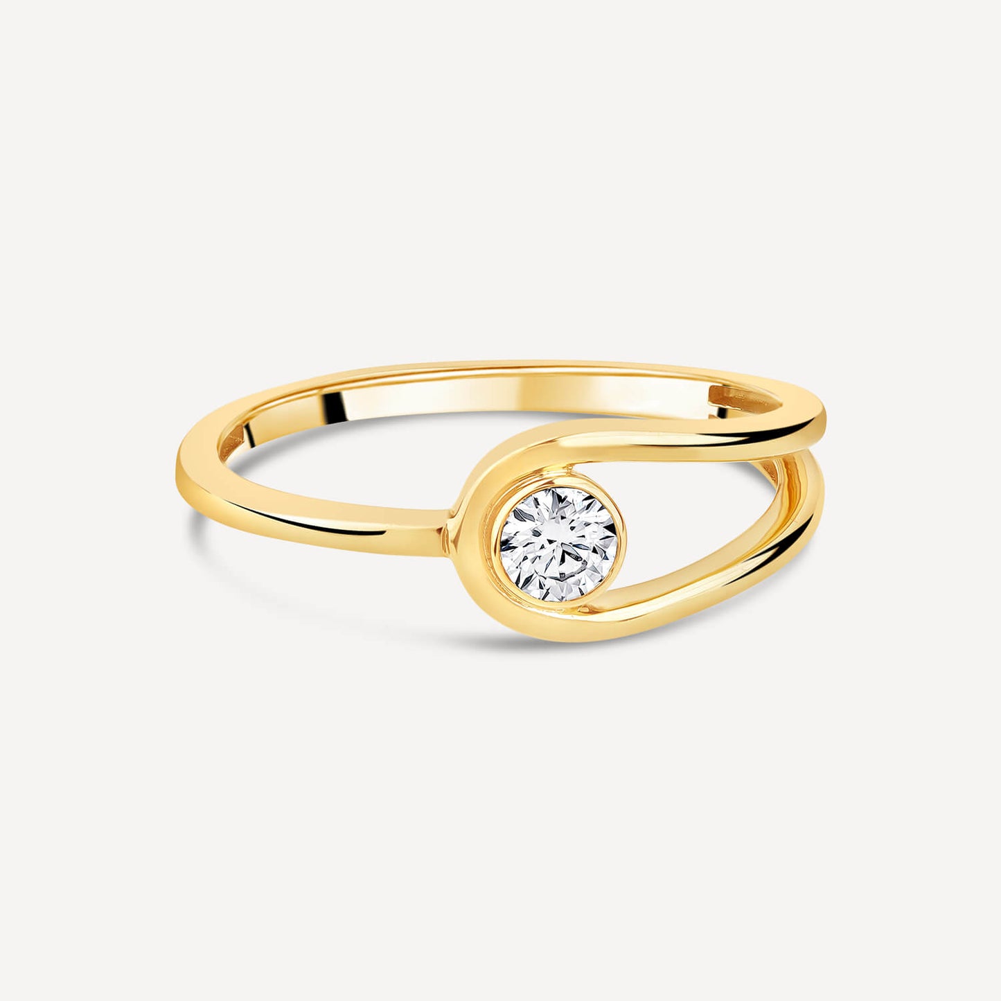 Born Kissed with Diamonds 9ct Yellow Gold Lab Grown 0.15ct Round Diamond Open Loop Ring