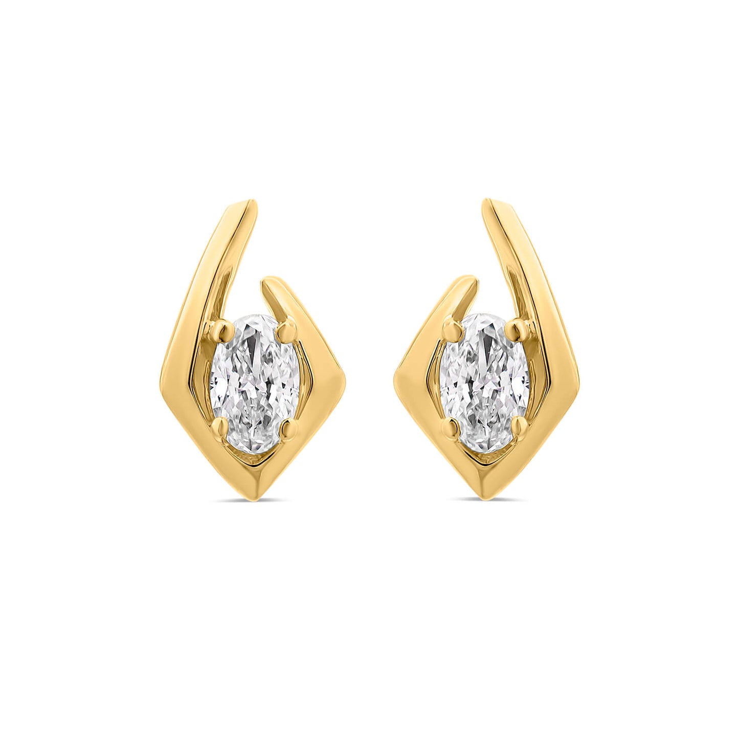 Born Kissed with Diamonds 9ct Yellow Gold Lab Grown 0.20ct Oval Diamond Split Shaped Earrings