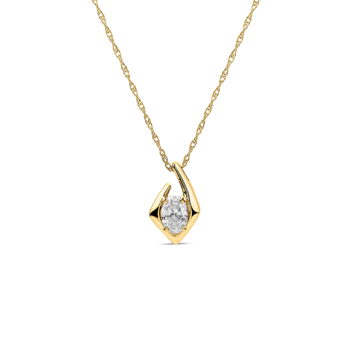 Born Kissed with Diamonds 9ct Yellow Gold Lab Grown 0.20ct Oval Diamond Split Shaped Pendant