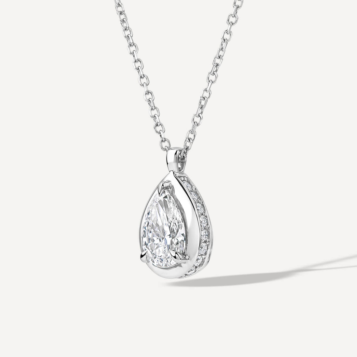 Born Orbit 9ct White Gold Lab Grown 0.82ct Oval Diamond Pendant