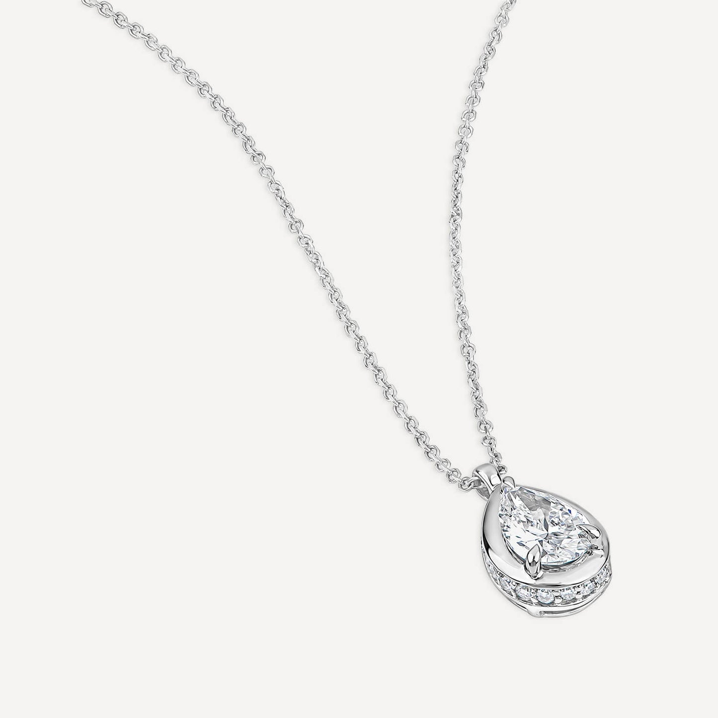 Born Orbit 9ct White Gold Lab Grown 0.82ct Oval Diamond Pendant