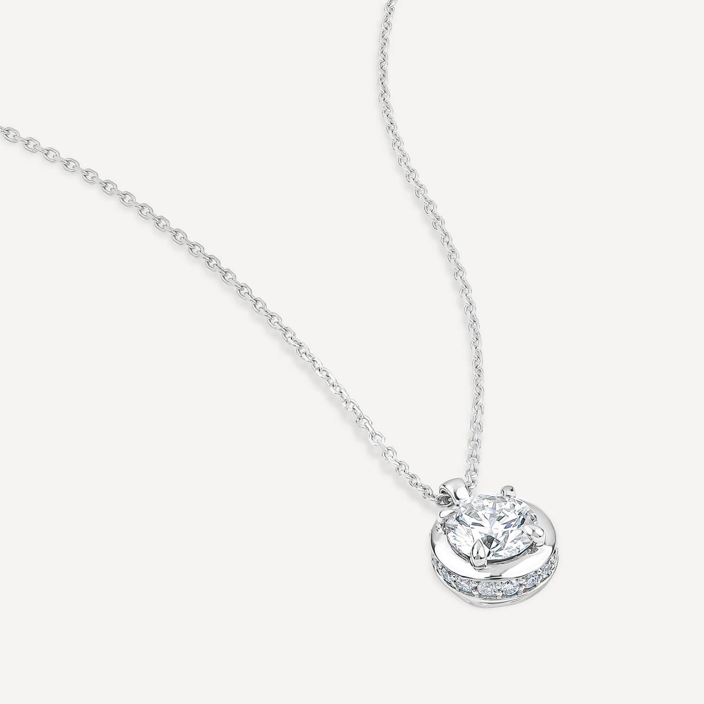 Born Orbit 9ct White Gold Lab Grown 0.82ct Round Diamond Pendant