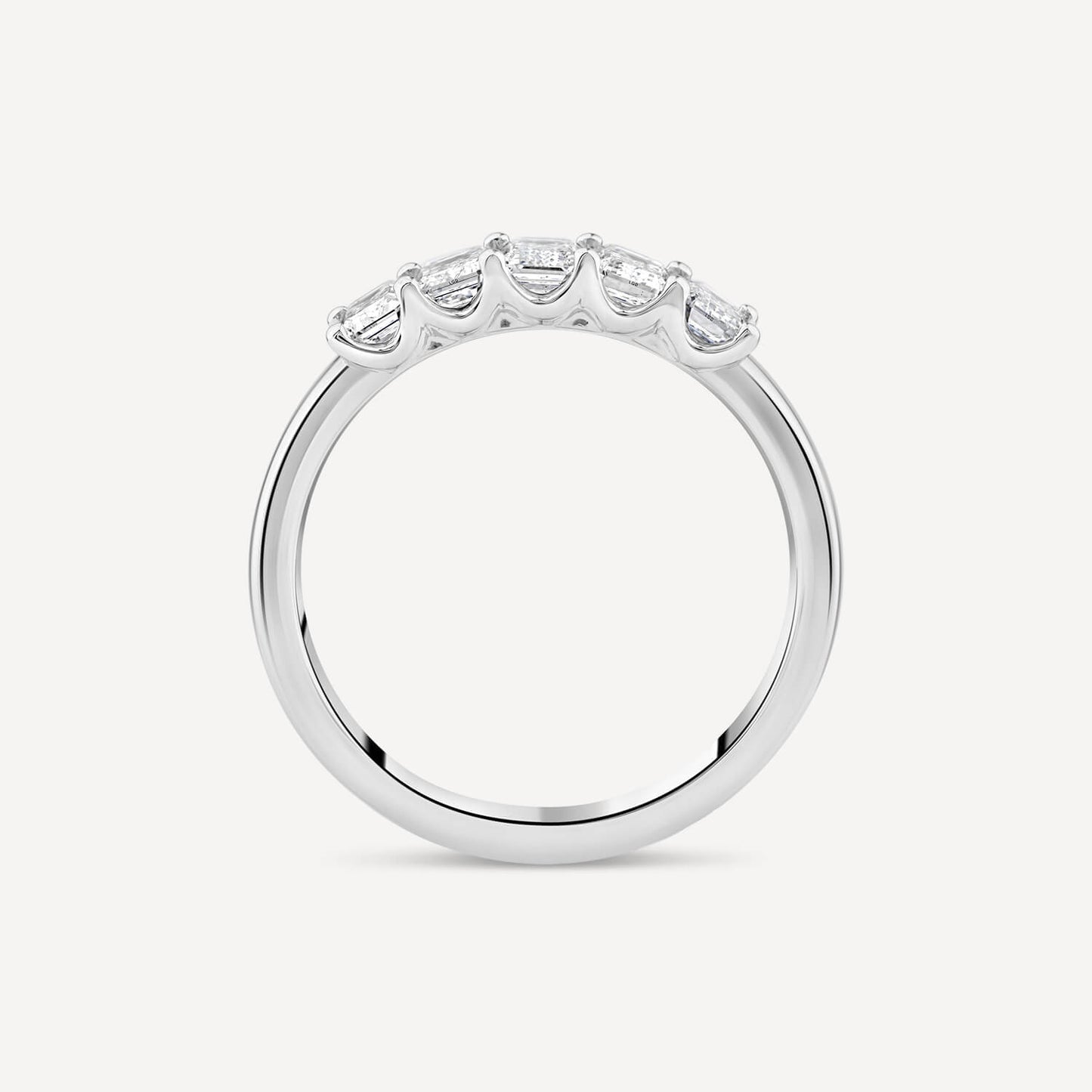 Born Platinum 0.90ct Lab Grown 5 Stone Emerald Cut Half Eternity Diamond Ring