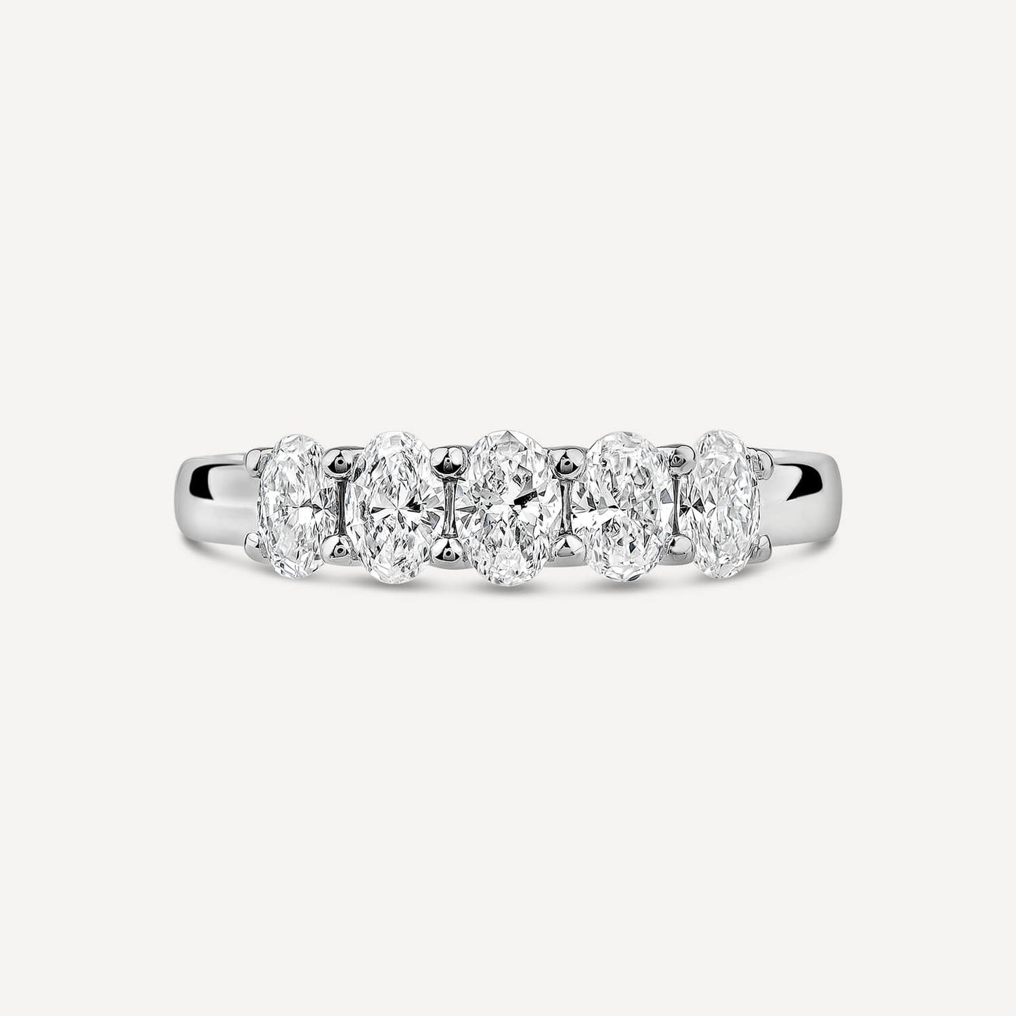 Born Platinum 0.90ct Lab Grown 5 Stone Oval Half Eternity Diamond Ring