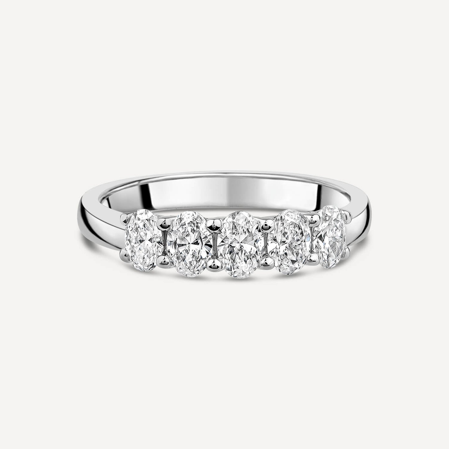 Born Platinum 0.90ct Lab Grown 5 Stone Oval Half Eternity Diamond Ring
