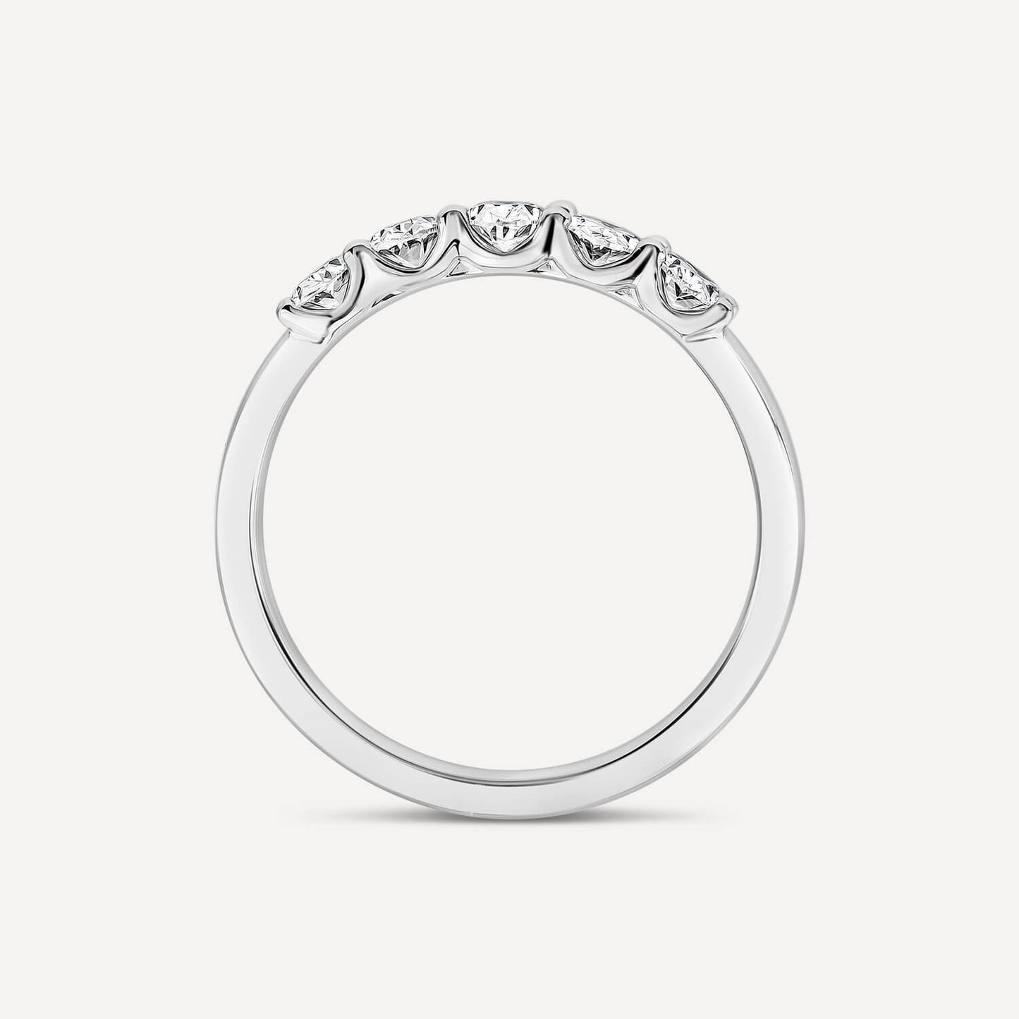 Born Platinum 0.90ct Lab Grown 5 Stone Oval Half Eternity Diamond Ring