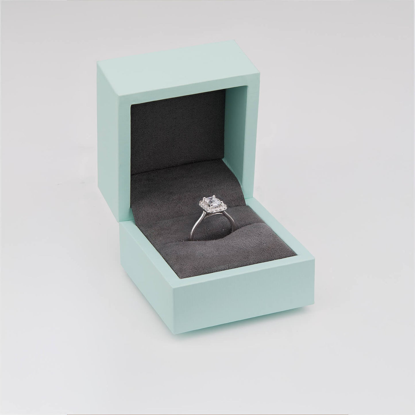 Born Platinum 1.20 Lab Grown Emerald Cut Halo Diamond Ring