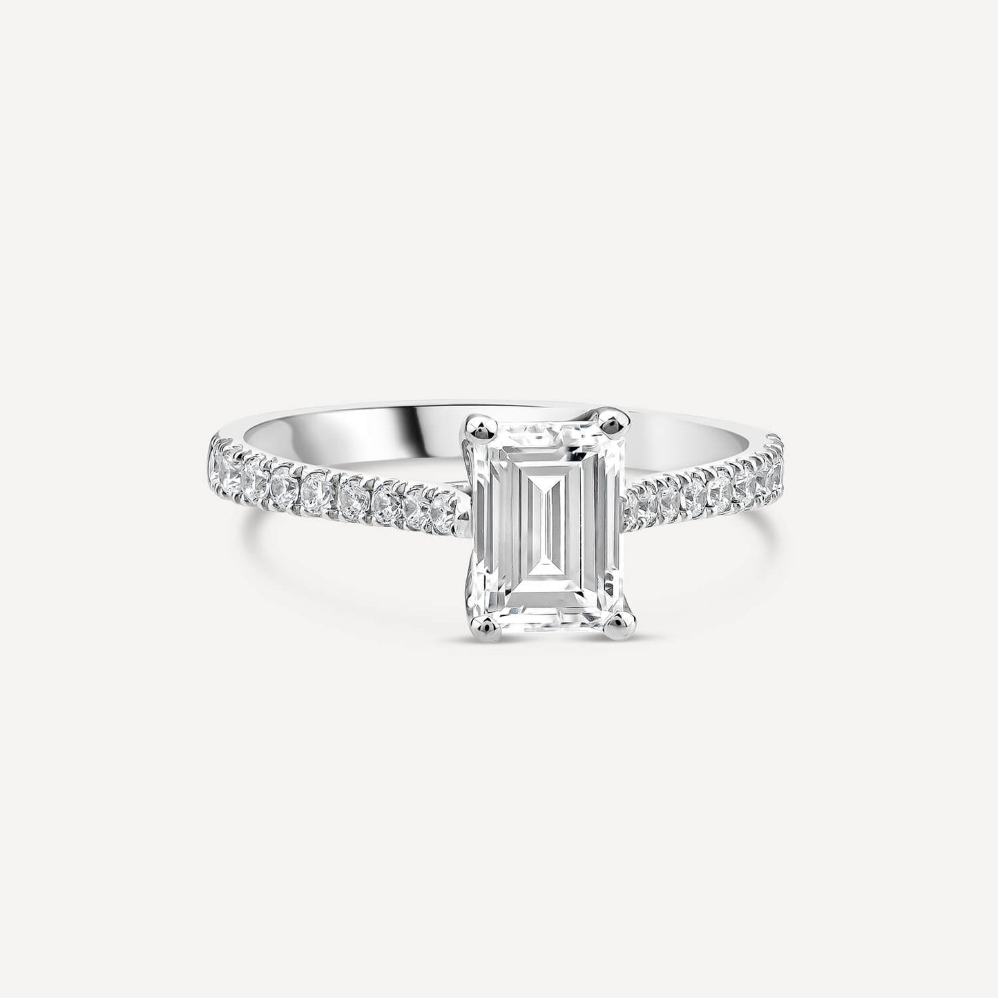 Born Platinum 1.20ct Lab Grown Emerald Cut & Diamond Sides Ring