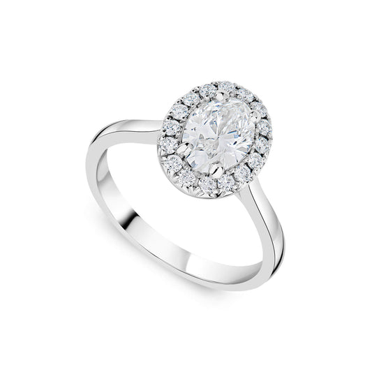 Born Platinum 1.20ct Lab Grown Oval Diamond Halo Ring