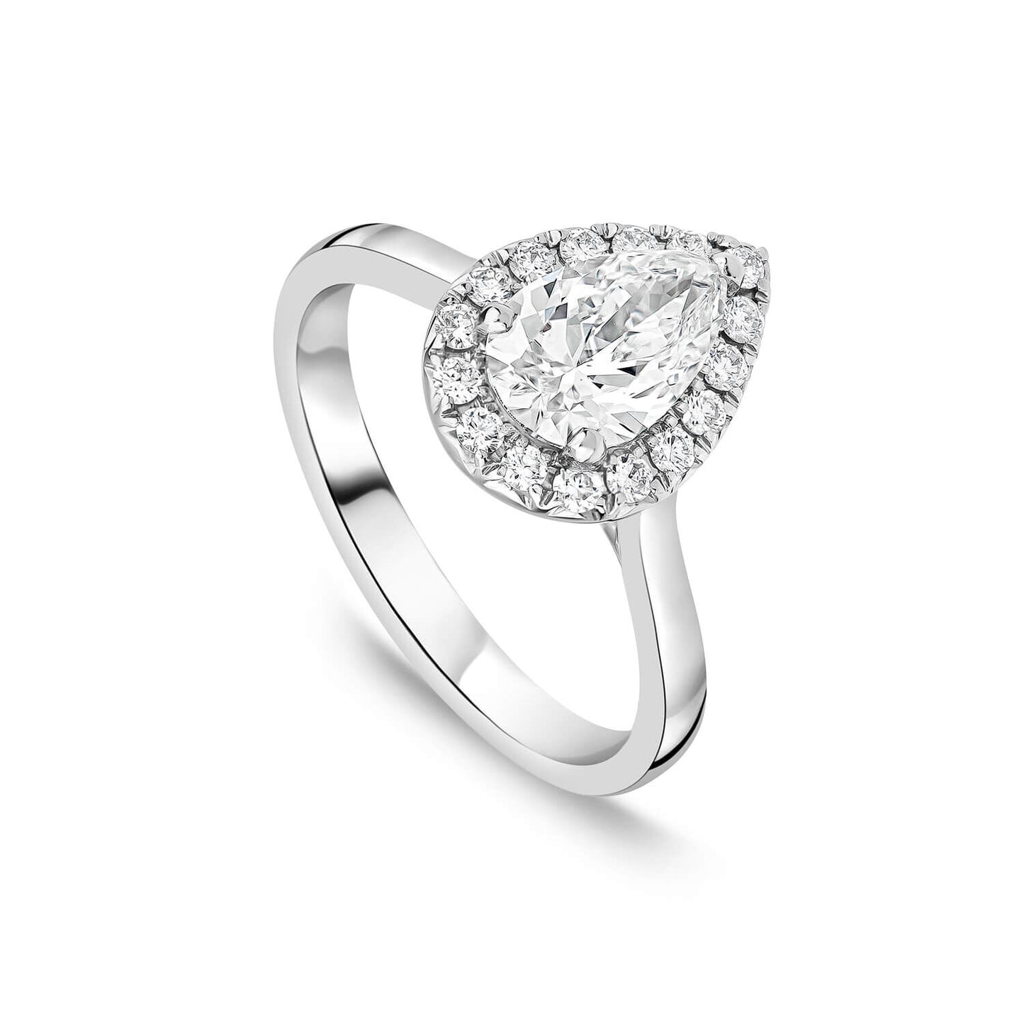 Born Platinum 1.20ct Lab Grown Pear & Halo Diamond Ring