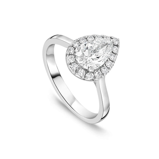 Born Platinum 1.20ct Lab Grown Pear & Halo Diamond Ring