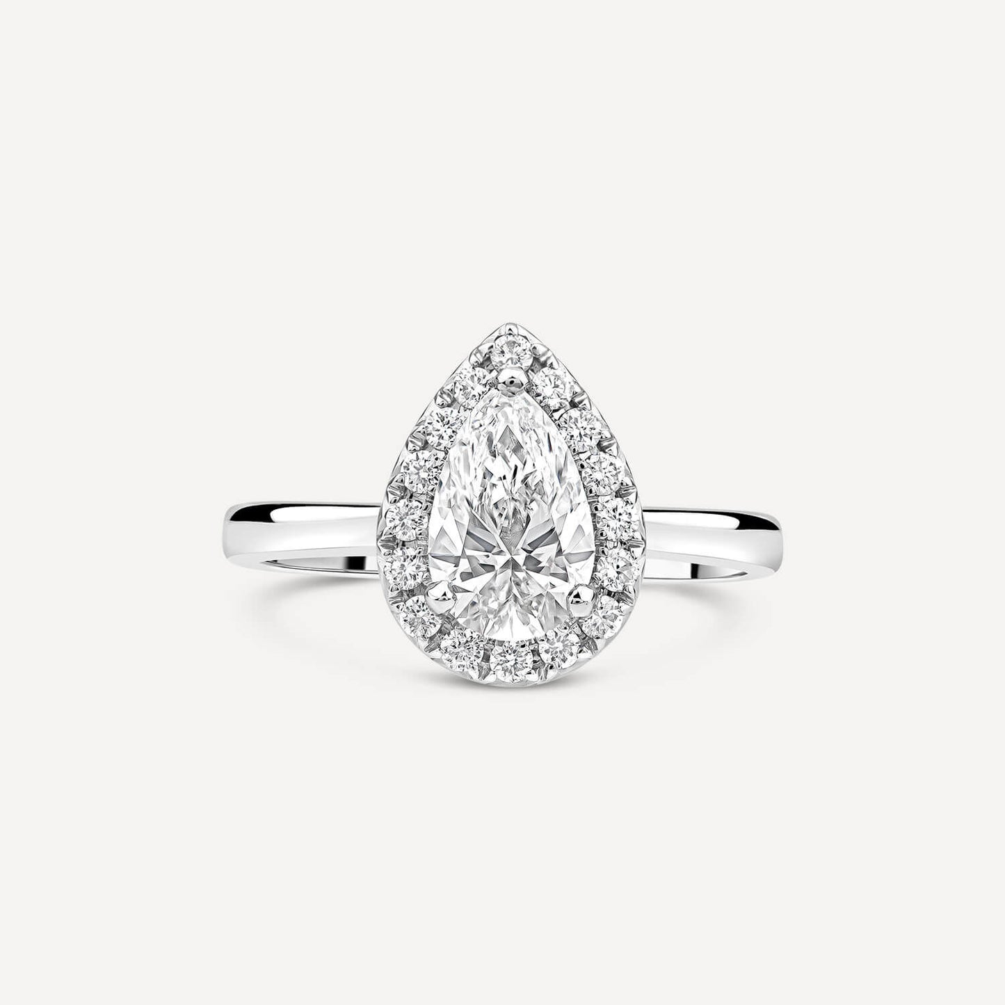 Born Platinum 1.20ct Lab Grown Pear & Halo Diamond Ring