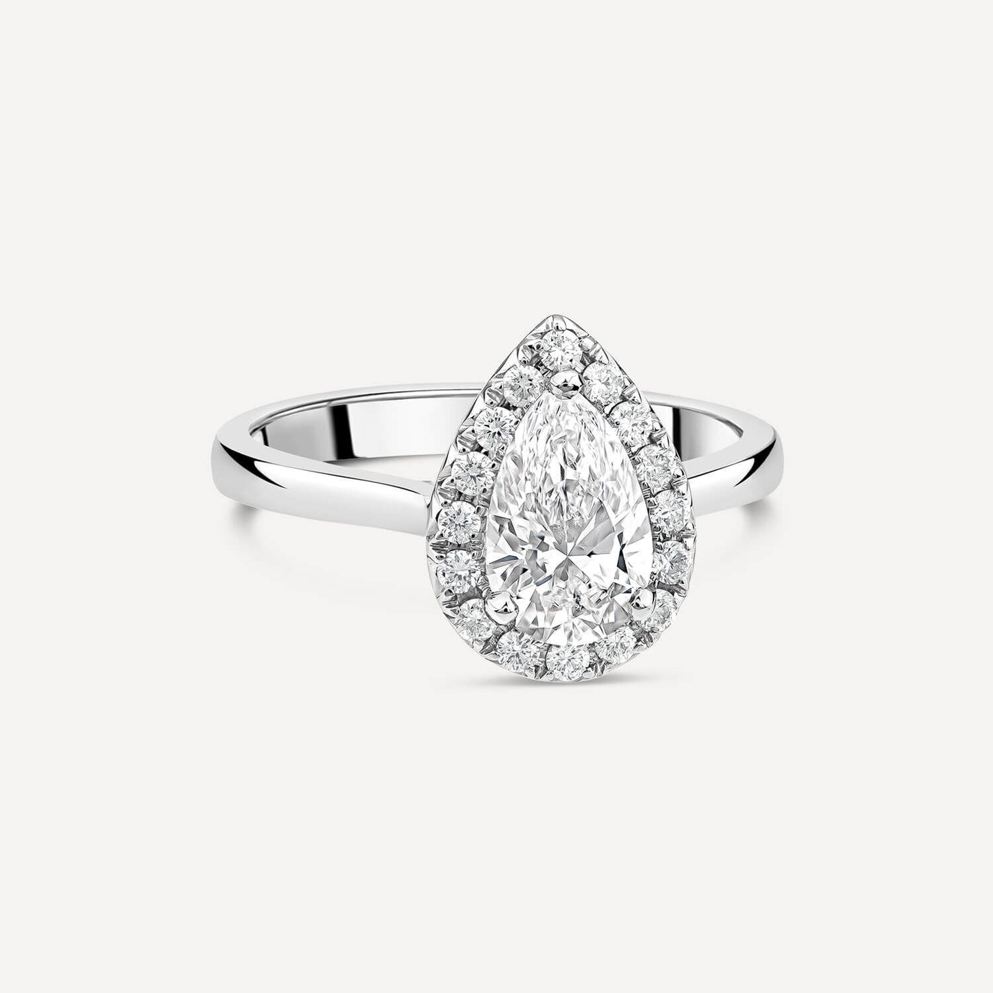 Born Platinum 1.20ct Lab Grown Pear & Halo Diamond Ring