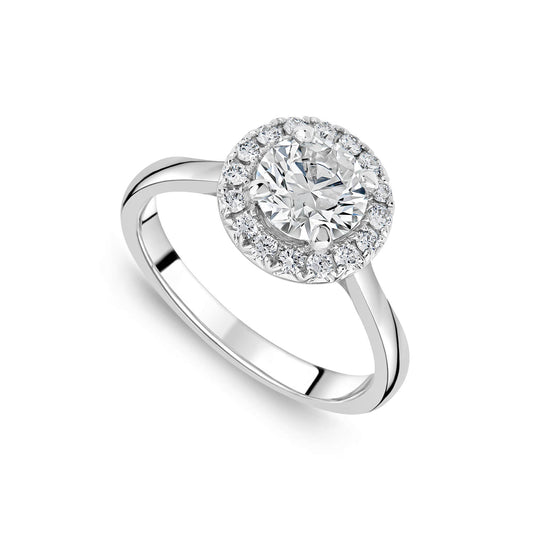 Born Platinum 1.20ct Lab Grown Round Halo Diamond Ring