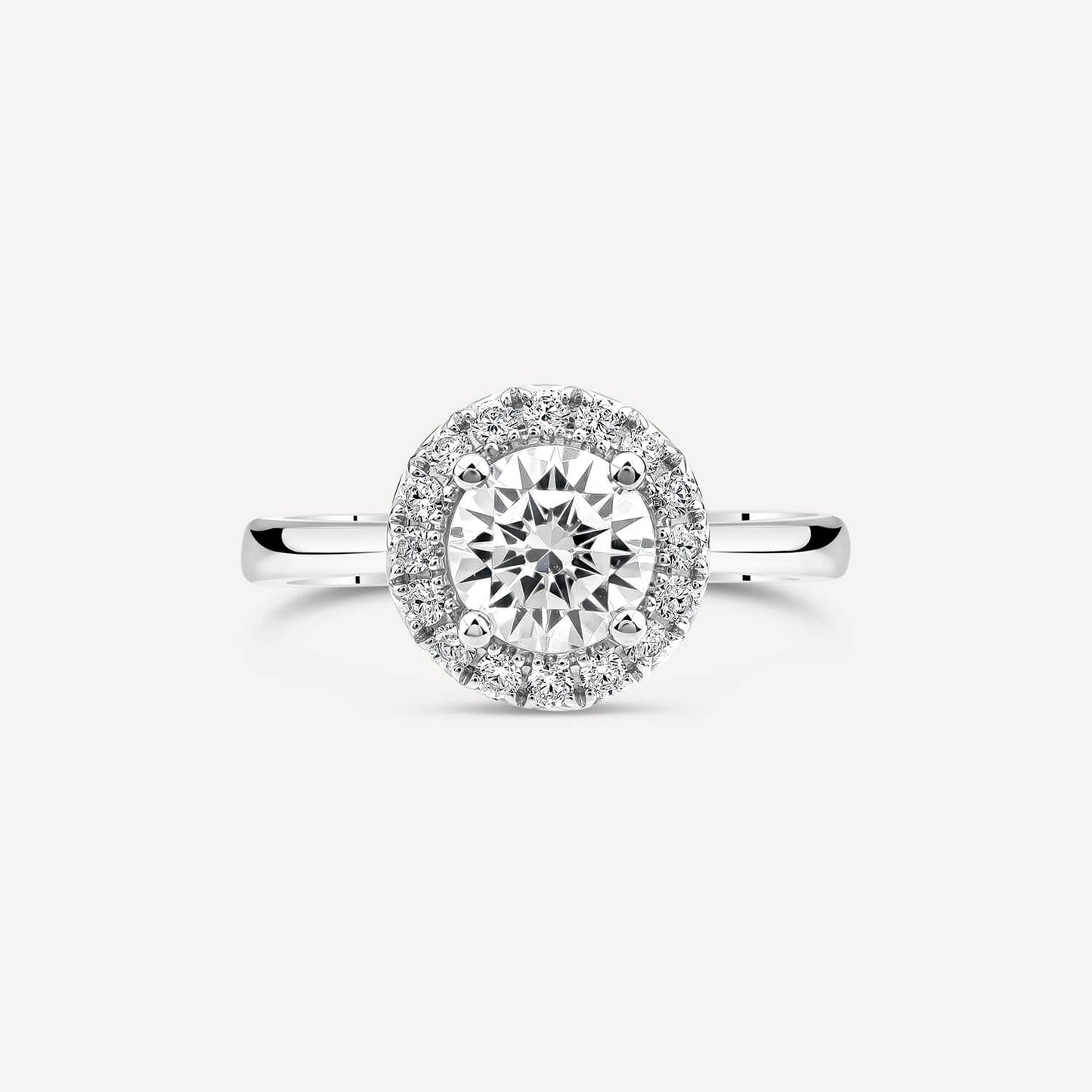 Born Platinum 1.20ct Lab Grown Round Halo Diamond Ring