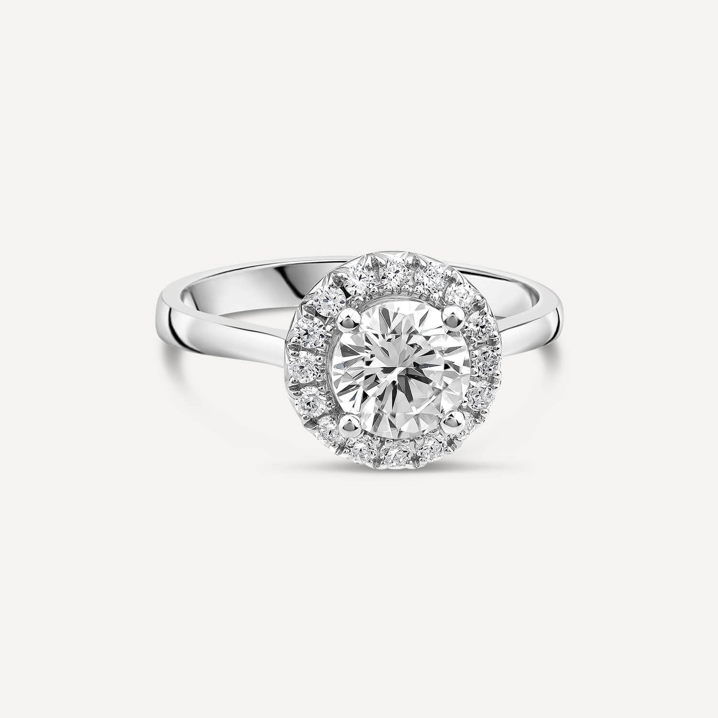 Born Platinum 1.20ct Lab Grown Round Halo Diamond Ring