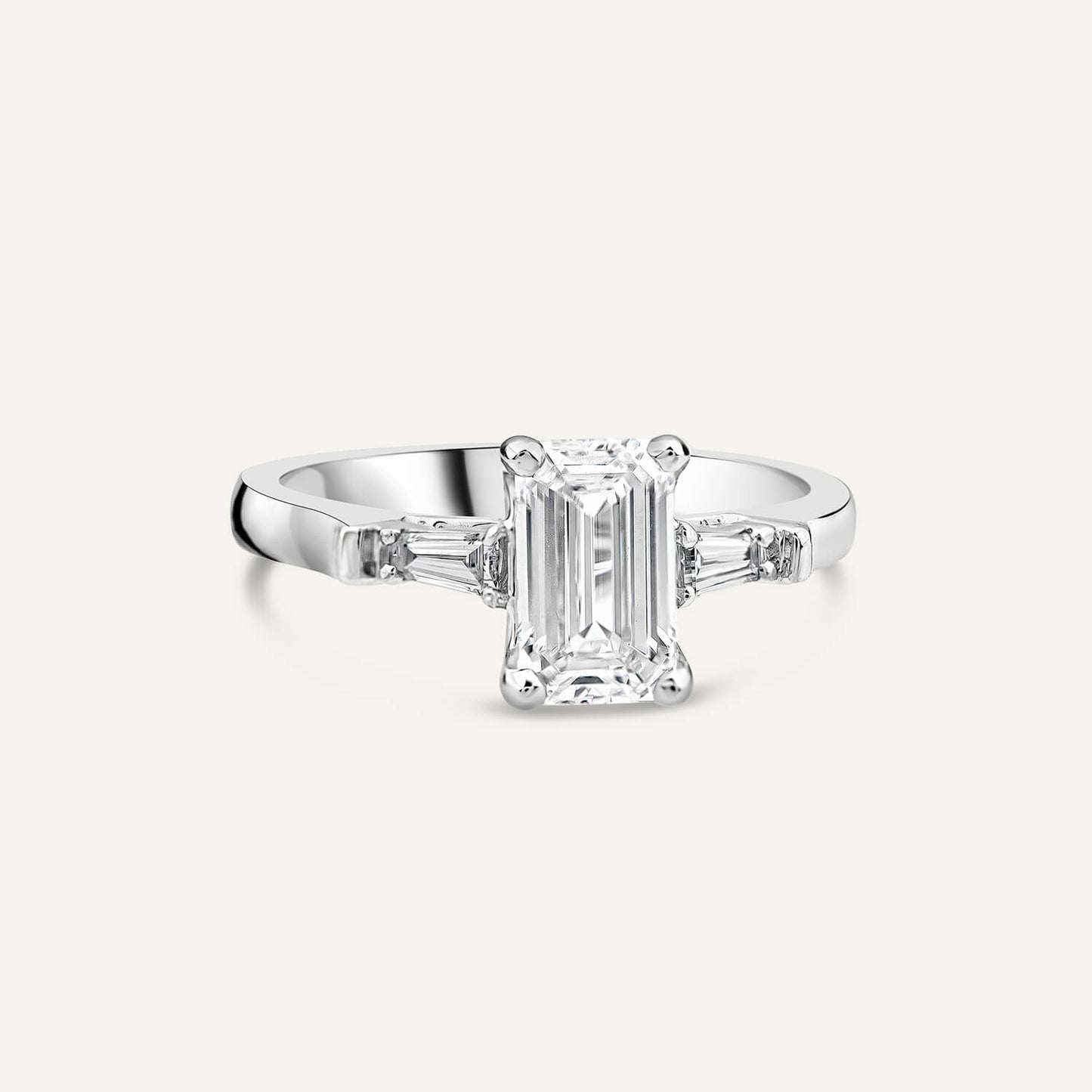 Born Platinum 1.38ct Lab Grown Emerald Baguette Ring
