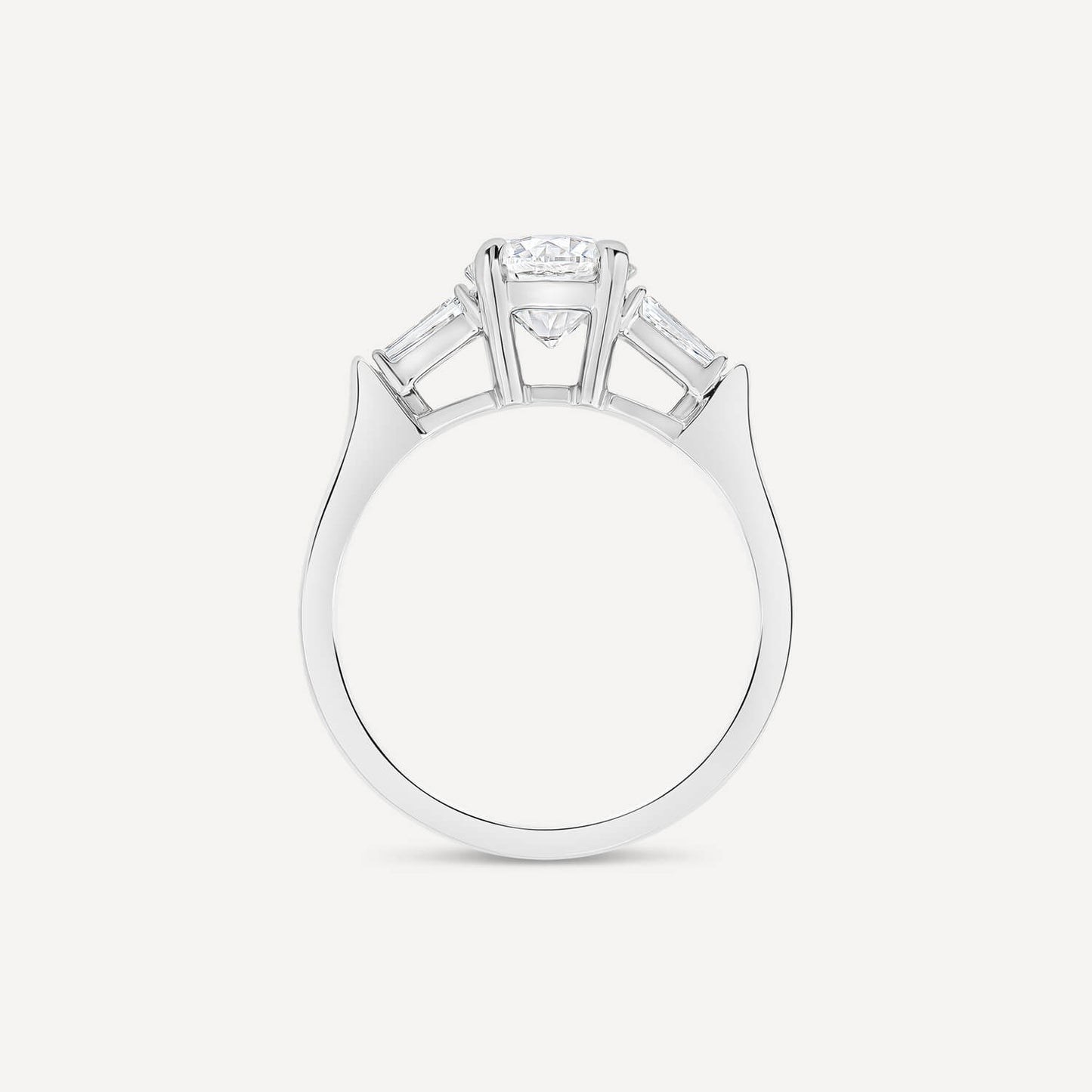 Born Platinum 1.38ct Lab Grown Round Solitaire & Baguette Diamond Sides Ring