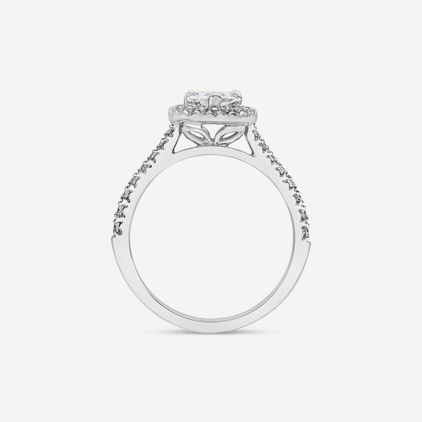 Born Platinum 1.40ct Lab Grown Pear Halo & Diamond Sides Ring