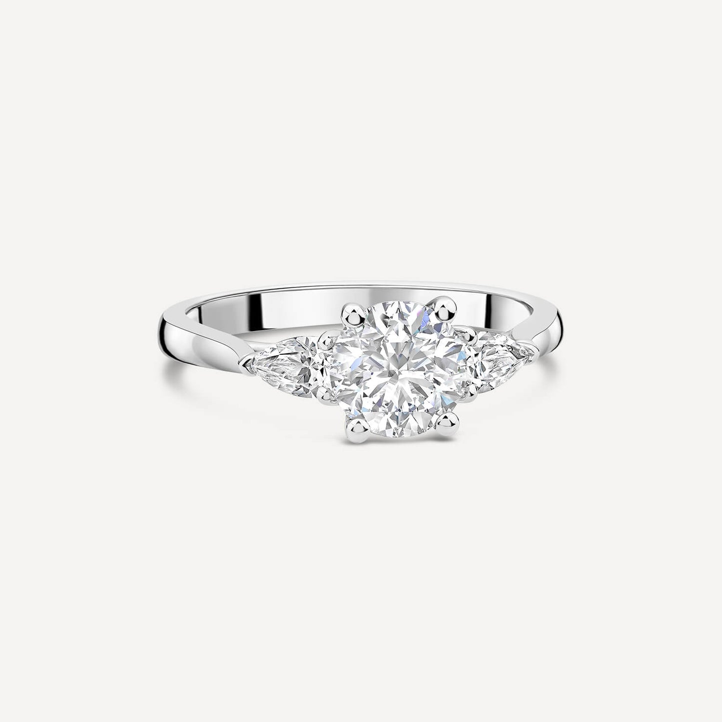 Born Platinum 1.40ct Round Brilliant & Pear Sides Ring