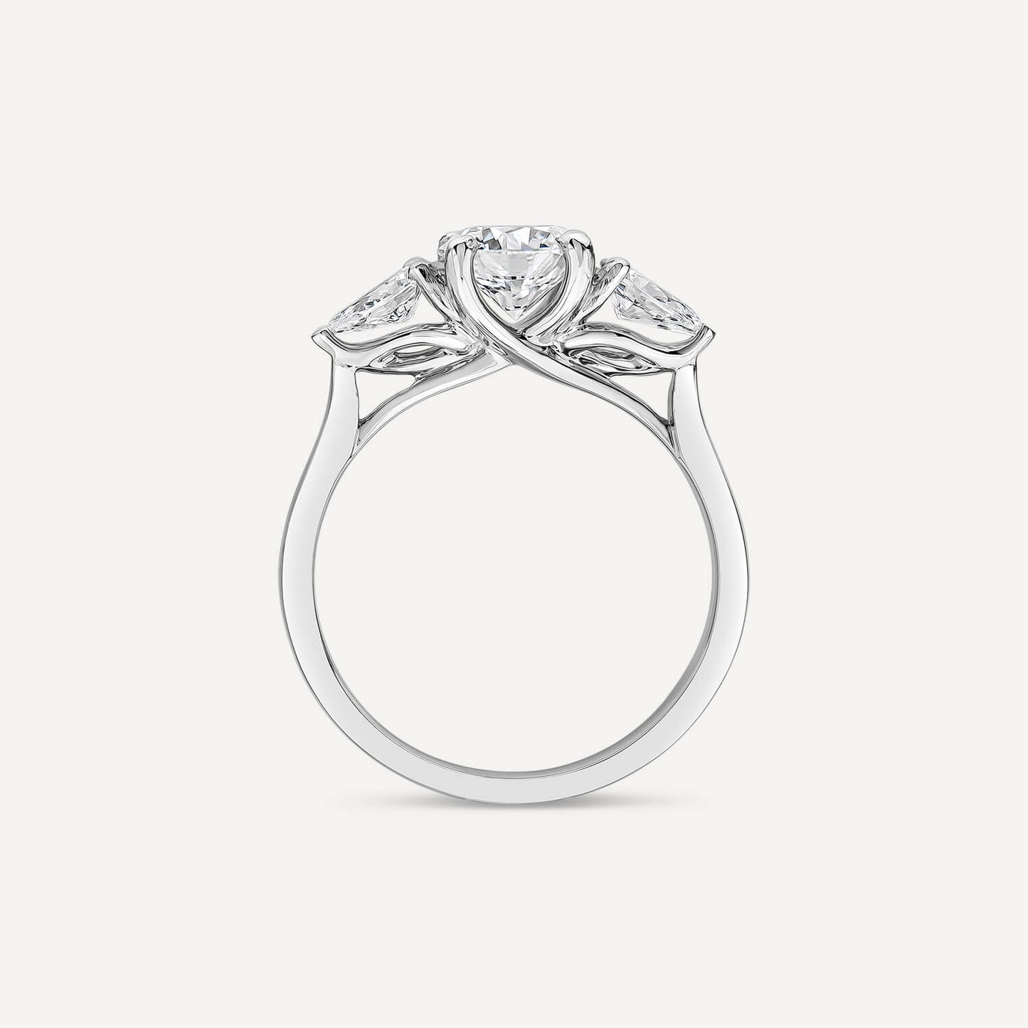 Born Platinum 1.40ct Round Brilliant & Pear Sides Ring