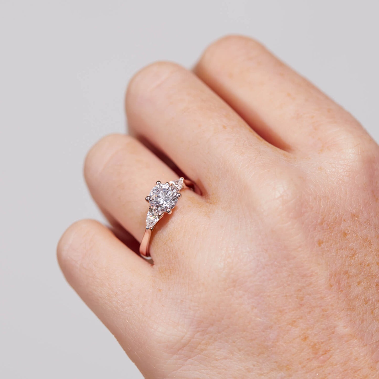 Born Platinum 1.40ct Round Brilliant & Pear Sides Ring