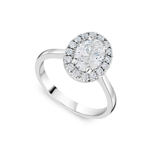 Born Platinum 1.41ct Lab Grown Oval Diamond Halo Ring