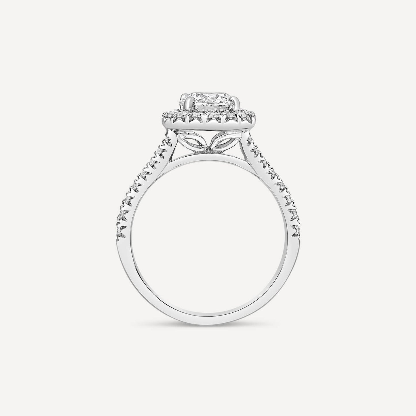 Born Platinum 1.61ct Lab Grown Round Halo & Diamond Sides Ring