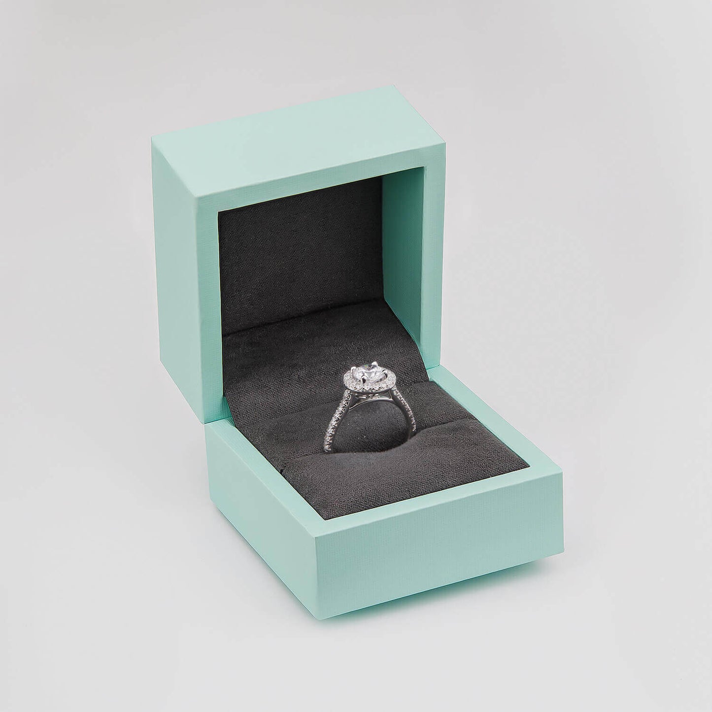 Born Platinum 1.61ct Lab Grown Round Halo & Diamond Sides Ring