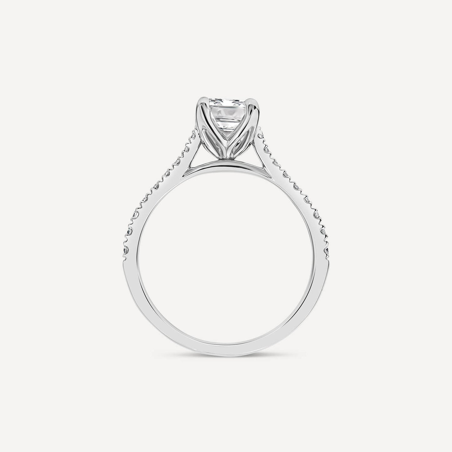 Born Platinum 1.70ct Lab Grown Emerald Cut & Diamond Sides Ring