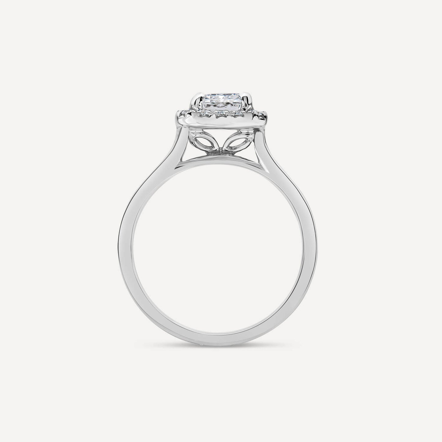 Born Platinum 1.72ct Lab Grown Emerald Cut Halo Diamond Ring