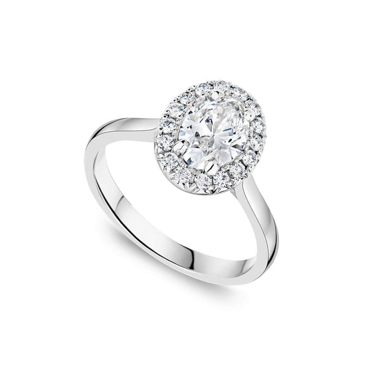 Born Platinum 1.72ct Lab Grown Oval Halo Diamond Ring