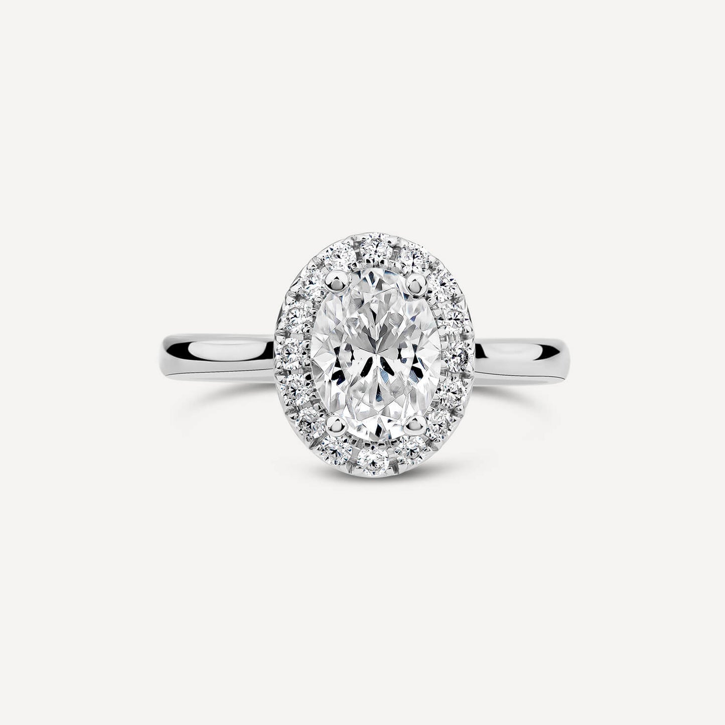 Born Platinum 1.72ct Lab Grown Oval Halo Diamond Ring