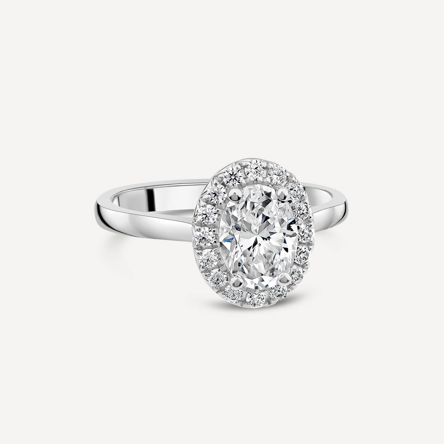 Born Platinum 1.72ct Lab Grown Oval Halo Diamond Ring