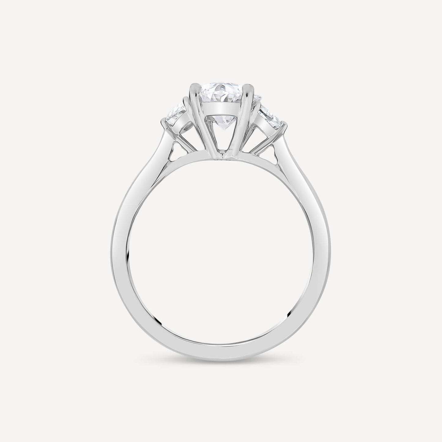 Born Platinum 1.78ct Lab Grown Oval Centre & Half Moon Shaped Sides Diamond Ring
