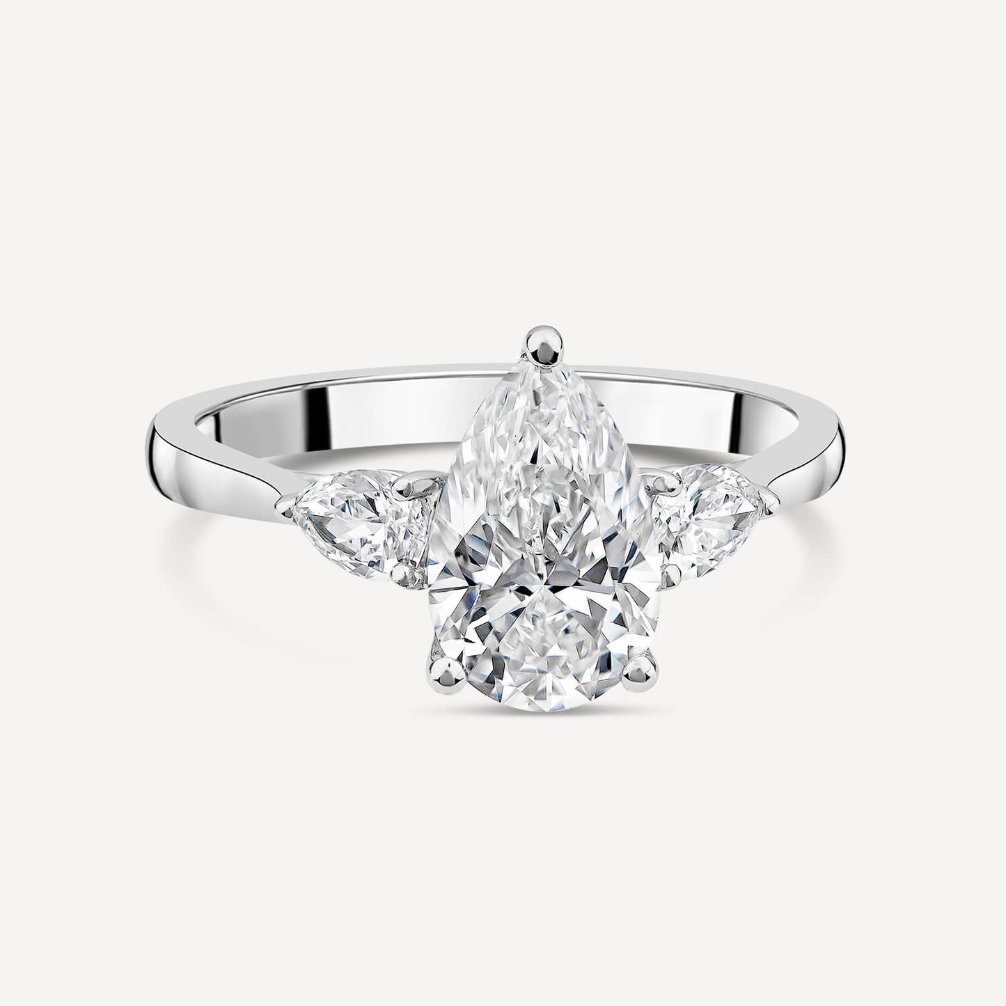 Born Platinum 1.80ct Lab Grown Pear Centre & Sides Diamond Ring
